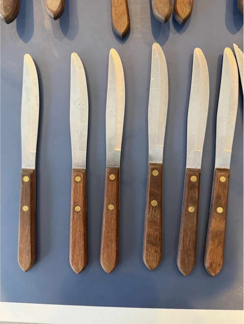 Vtg WF Washington Forge Town & Country Wood Handle  SS Flatware Lot Of 27